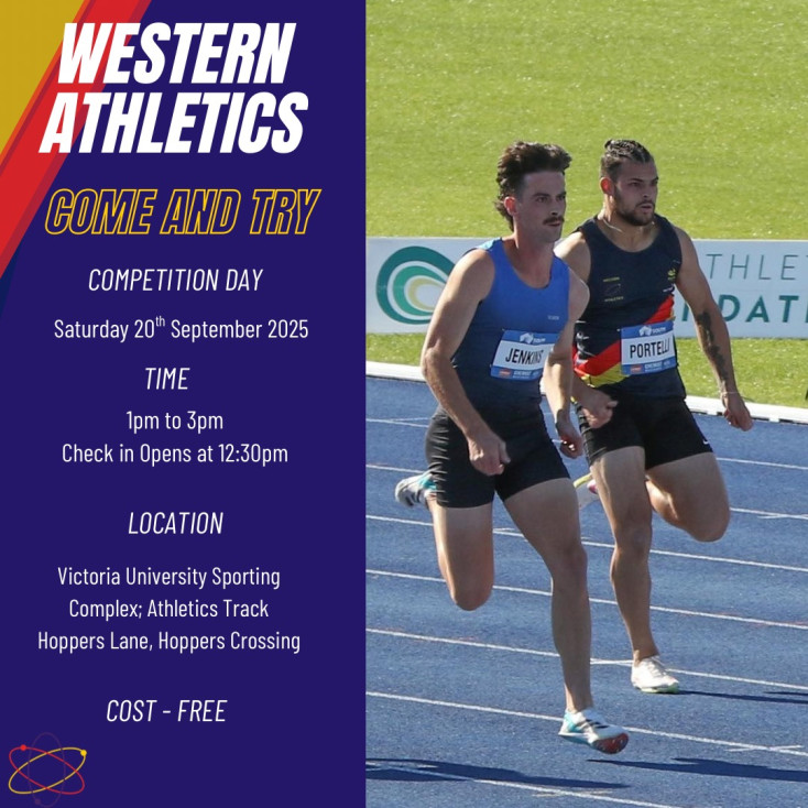 Two men are racing each other on an athletics track