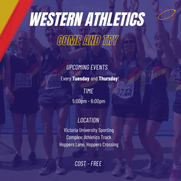 a purple social media tile that says Western Athletics and Come and Try