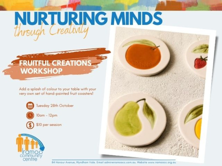 Add a splash of colour to your table with your very own set of hand-painted fruit coasters!