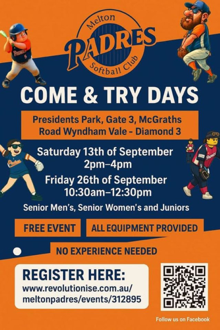 A blue and orange flyer saying Come and Try Days and the details