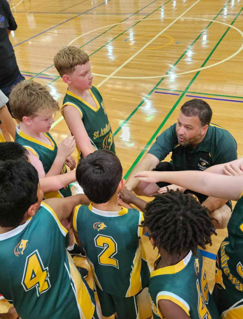 a group of kids are having a team chat