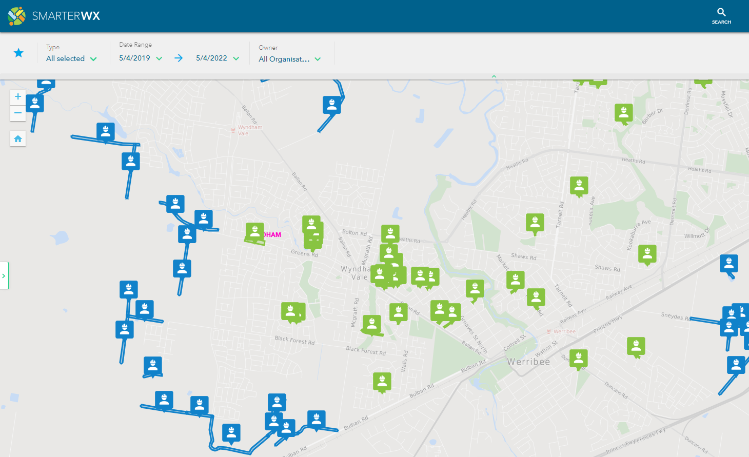 Capital Works Projects map