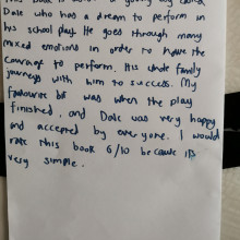 A child's handwritten book review