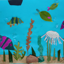 A child's underwater themed collage