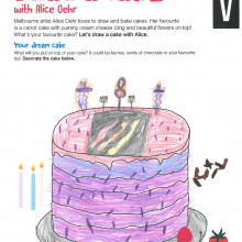 NGV's draw a cake worksheet, filled out by Deniro