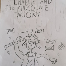 A child's design for the cover of Charlie and the Chocolate factory