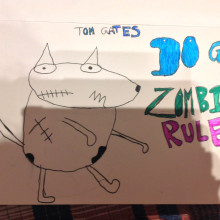 A child's design for the cover of Dog Zombies Rule