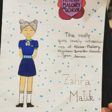 A child's design for the cover of Alicia Malory at School