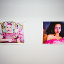 Two prints from Jessie Adam’s SOFT POWER: The Pink Project (2019). On the left Lauren Stardust and on the right Asli, Renaissance Woman. Photography: EP Group Australia