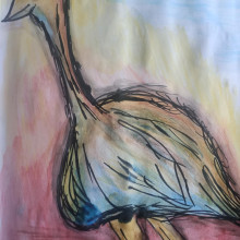 A child's drawing of an emu