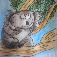 A child's drawing of a koala