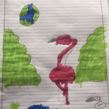 A drawing of a flamingo