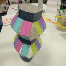 A lantern made from colored paper