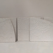 Artists' tile designs prepared for casting