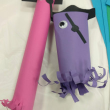 2 Monsters made out of paper and rolled up