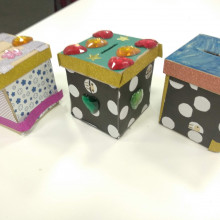 3 decorated paper boxes 