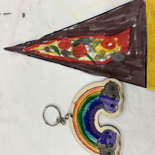 Avnish. Age 7. Key ring and pizza