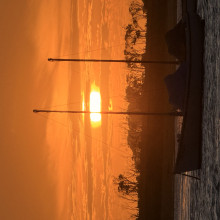 Sunset at Werribee South beach and sail boat by Manha, age 8