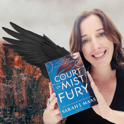 Librarian holding Court of Mist and fury