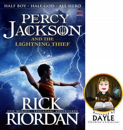 Cover image of Percy Jackson and the Lightning Thief with a badge stating Reviewed by Dayle