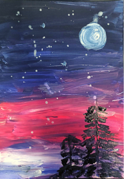A painting of the night sky as in the night sky painting tutorial