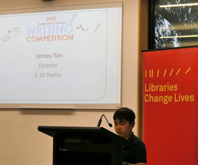 James reading his entry