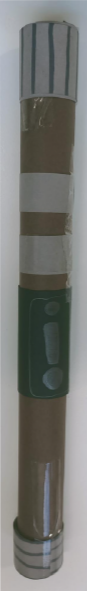 A piece of paper rolled up and decorated to look like the doctor who Sonic Screwdriver