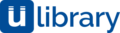 the uLibrary logo, in blue and white