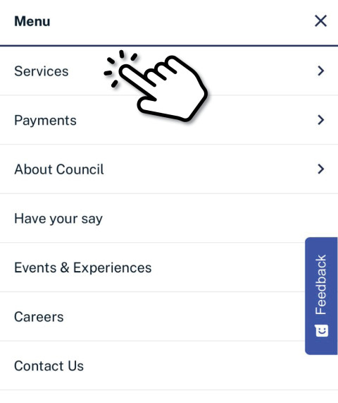 Finding Pages within the Menu - Mobile 1