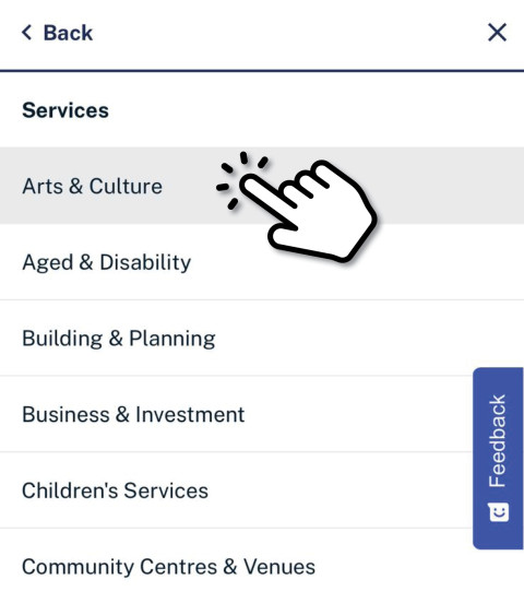 Finding Pages within the Menu - Mobile 2