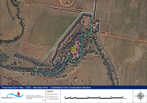 Werribee River - Cobbledicks Ford Reserve Spot burn 2026.