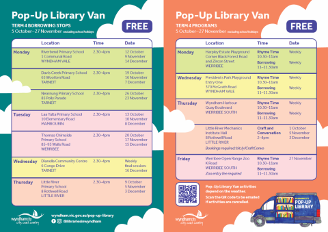 Pop-up Library Term 4 timetable
