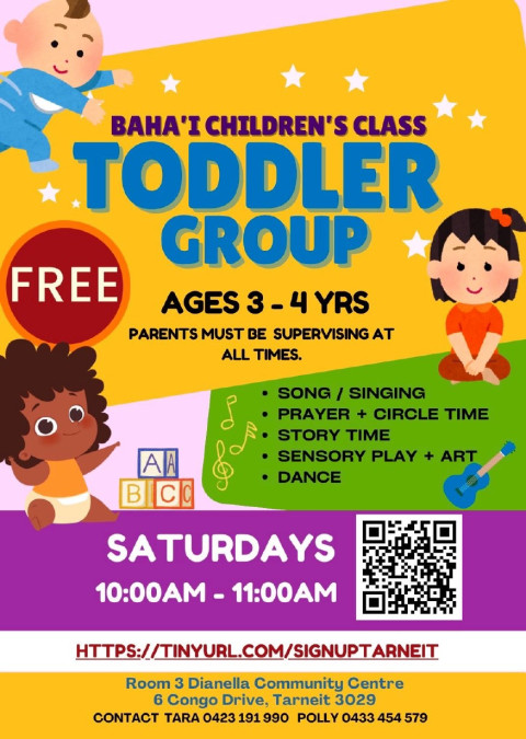 Baha'I Children Class - Toddler Group (Ages 3 - 4 years)
