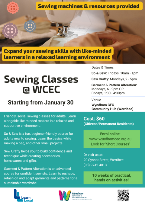 So & Sew - Introduction to Sewing course at Werribee