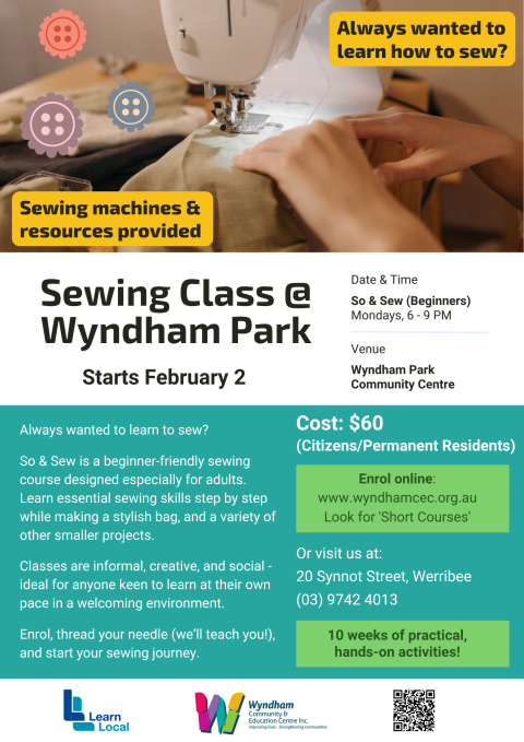 So & Sew - Introduction to Sewing course at Werribee
