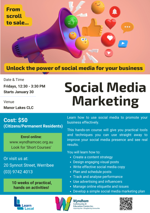 Social Media Marketing course at Manor Lakes