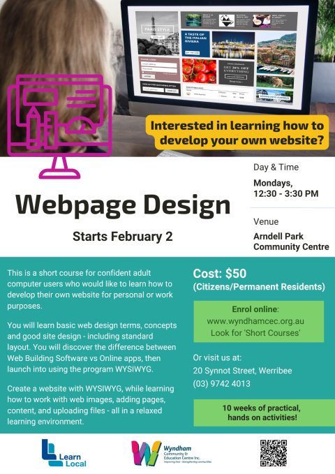 Webpage Design course at Arndell Park