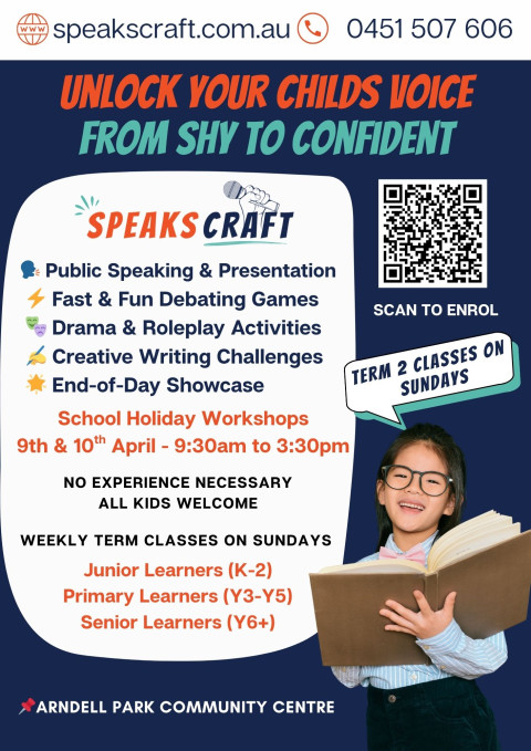 SpeaksCraft School Holiday Workshops