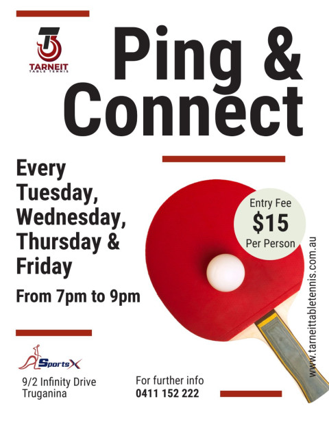 a red table tennis bat and white ball