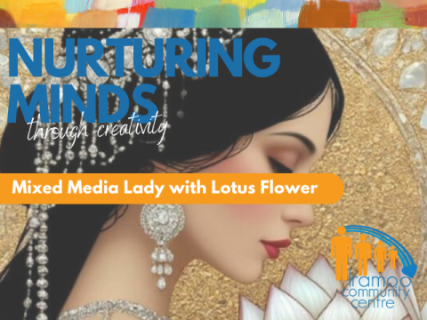 Nurturing Minds Through Creativity -  Mixed Media Lady With Lotus Flower