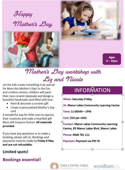 Mother’s Day workshop with Liz and Nicole 