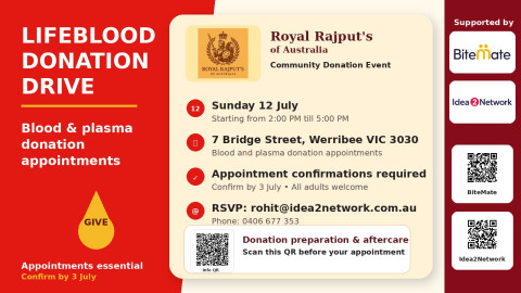 Lifeblood Donation Drive – Royal Rajput’s of Australia