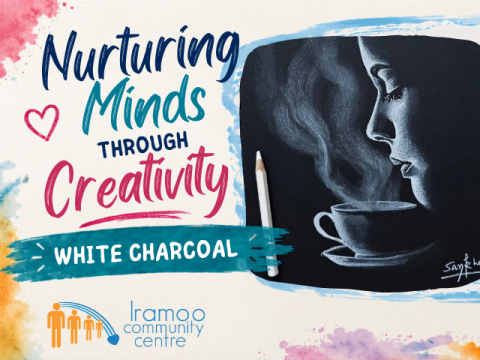 Nurturing Minds Through Creativity - White Charcoal on Black Paper