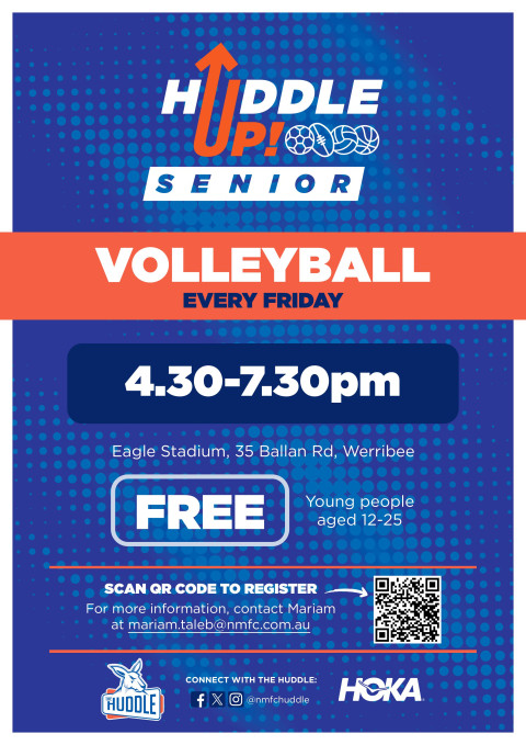 Huddle up free sports program flyer