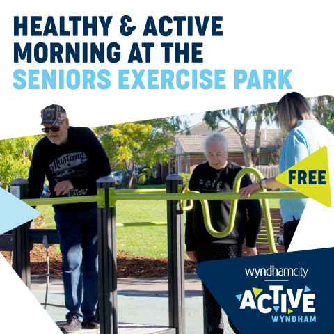 Older Adults trailing the exercise park equipment