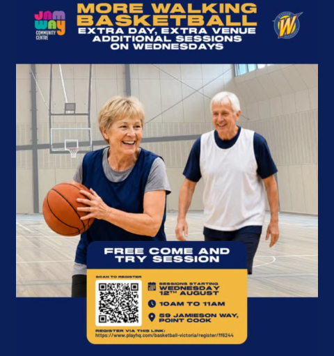 Seniors playing walking basketball