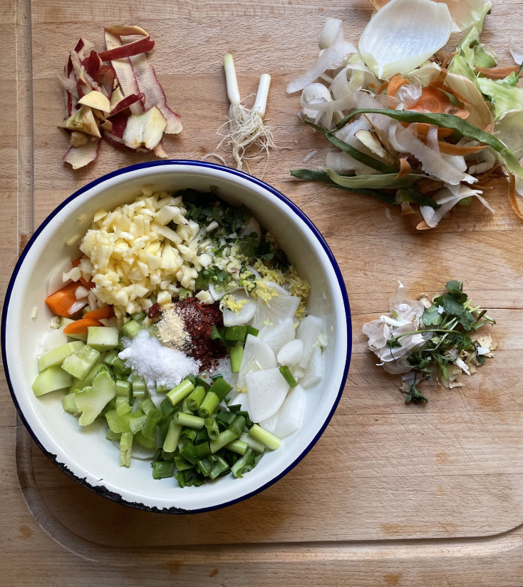 a bowl of food made from scraps