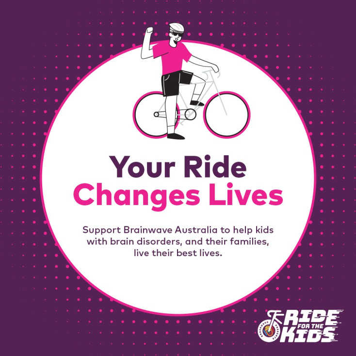 a drawing of a man by a bike with the words: Your Ride Changes Lives