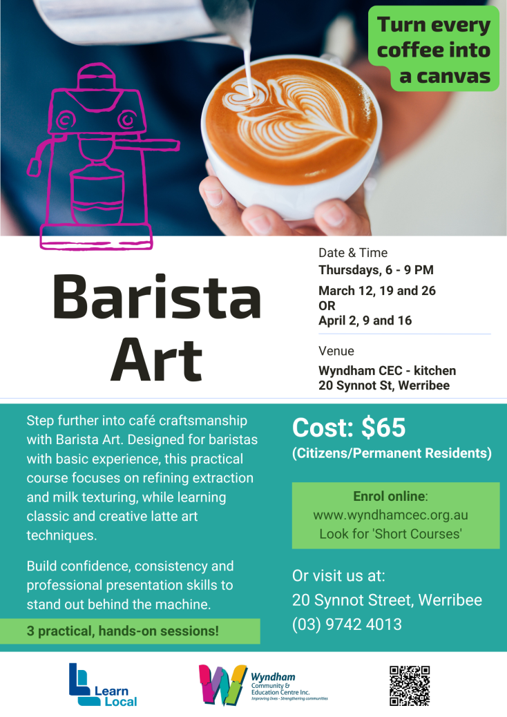 Barista Art course at Werribee