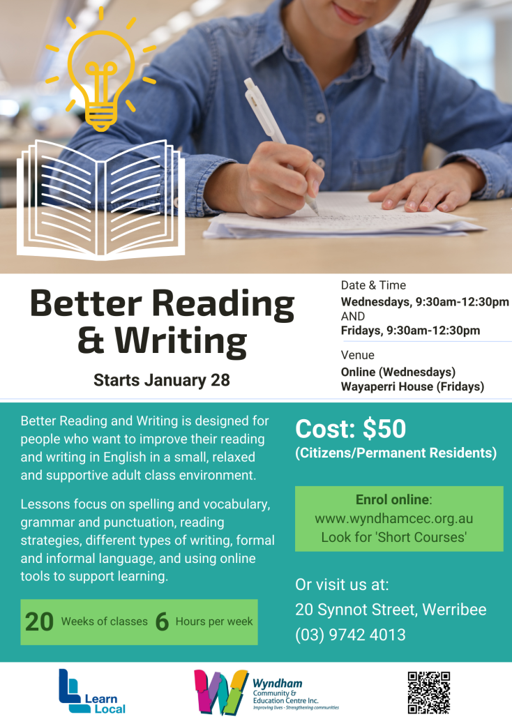 Better Reading & Writing course Werribee + Online